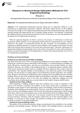 Research on Structural Design Optimization Methods for Civil