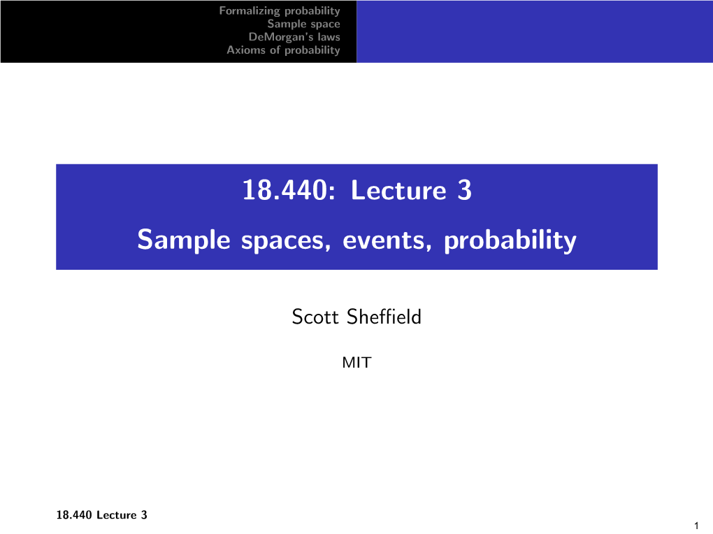 Probability and Random Variables, Lecture 3