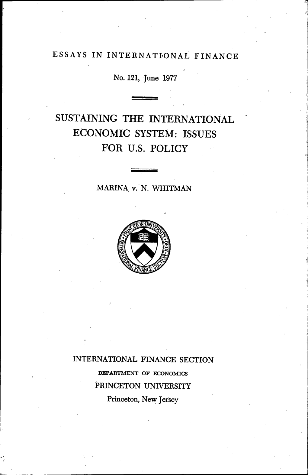 Sustaining the International Economic System: Issues for U.S