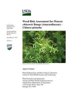 Weed Risk Assessment for Pistacia Chinensis Bunge (Anacardiaceae)