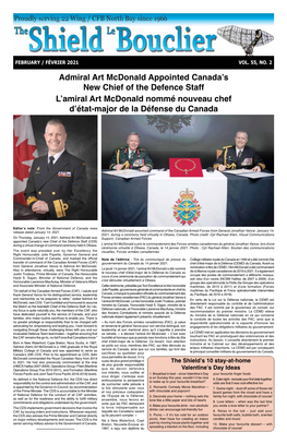 Admiral Art Mcdonald Appointed Canada's New Chief of the Defence