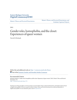 Gender Roles, Homophobia, and the Closet: Experiences of Queer Women Nicole M