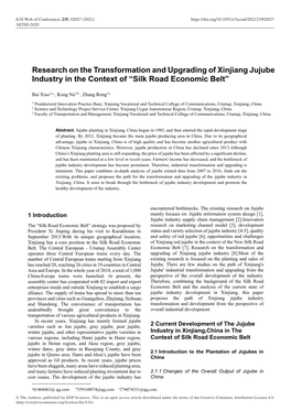 Research on the Transformation and Upgrading of Xinjiang Jujube Industry in the Context of “Silk Road Economic Belt”