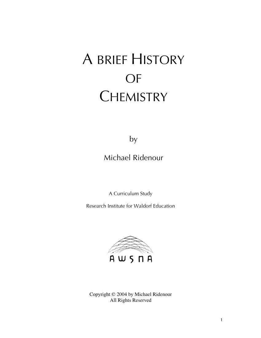A Brief History of Chemistry