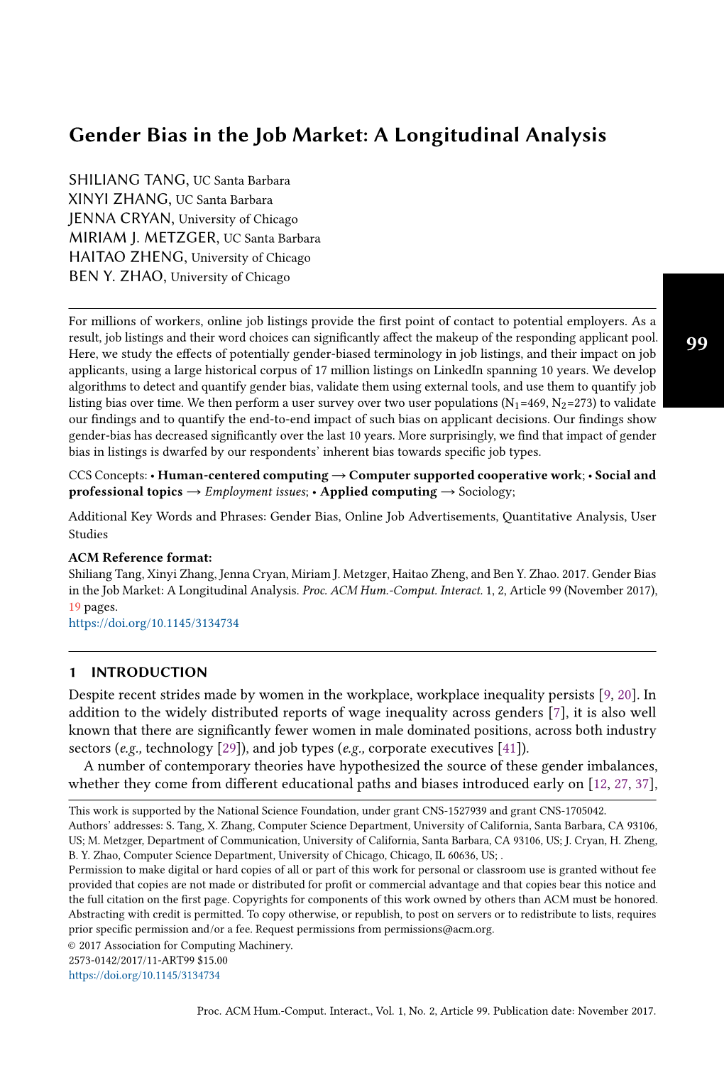 Gender Bias in the Job Market: a Longitudinal Analysis