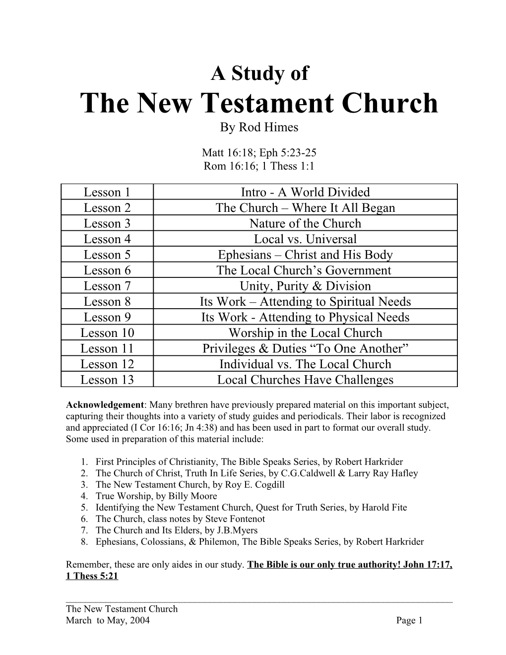 The New Testament Church