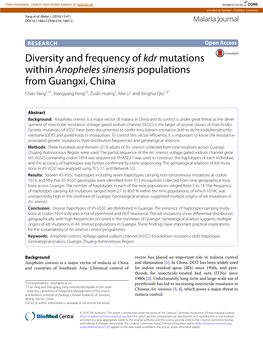 Diversity and Frequency of Kdr Mutations Within Anopheles