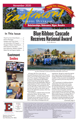 Blue Ribbon: Cascade Receives National Award