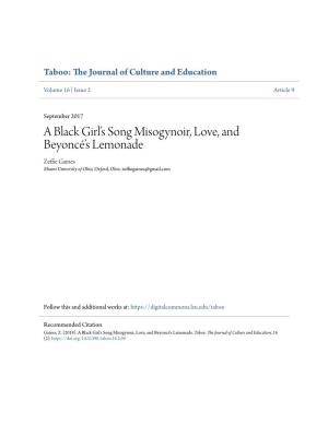 A Black Girl's Song Misogynoir, Love, and Beyoncé's Lemonade