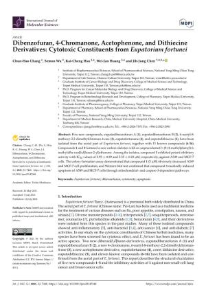 Dibenzofuran, 4-Chromanone, Acetophenone, and Dithiecine Derivatives: Cytotoxic Constituents from Eupatorium Fortunei