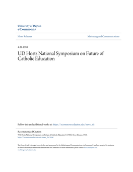 UD Hosts National Symposium on Future of Catholic Education