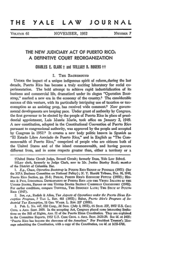 The New Judiciary Act of Puerto Rico: a Definitive Court Reorganization Charles E