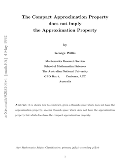 Arxiv:Math/9205203V1 [Math.FA] 4 May 1992