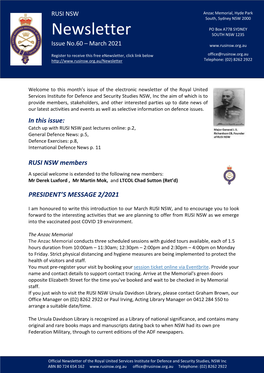 Newsletter SOUTH NSW 1235