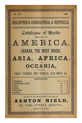 Americaj Canada, the West Indies, Asia, ,Africa, And
