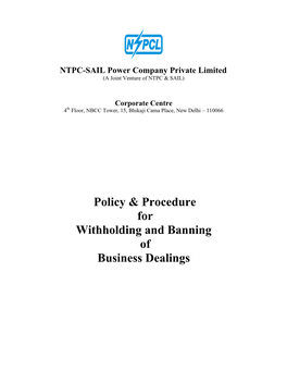 Policy for Withholding & Banning of Business Dealings