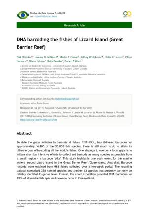 DNA Barcoding the Fishes of Lizard Island (Great Barrier Reef)