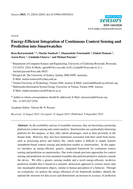 Energy-Efficient Integration of Continuous Context Sensing And