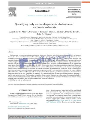 Quantifying Early Marine Diagenesis in Shallow-Water Carbonate Sediments