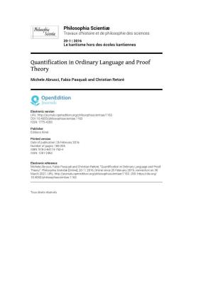 Quantification in Ordinary Language and Proof Theory