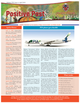 Volume VIII, Issue-4, April 2018 PIA Planes Get a Facelift