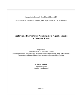 Vectors and Pathways for Nonindigenous Aquatic Species in the Great Lakes