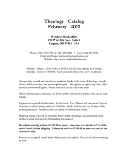 Theology Catalog February 2012