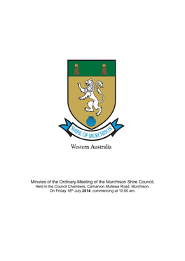 Minutes of the Ordinary Meeting of the Murchison Shire Council