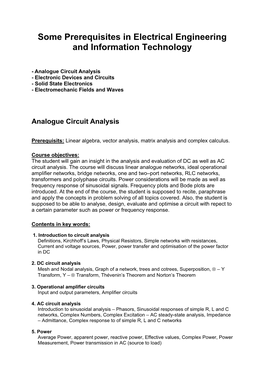 Some Prerequisites in Electrical Engineering and Information Technology