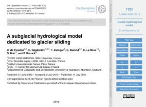 Glacio-Hydrological Model This Is Repeated Until the Relative Change of Hi Falls Below a Given Threshold