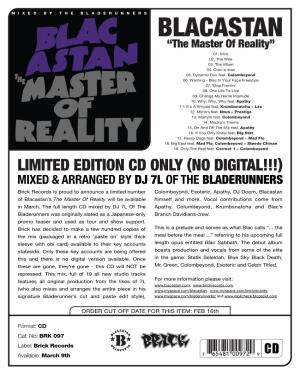 BRK 097 BLACASTAN the Master of Reality CD