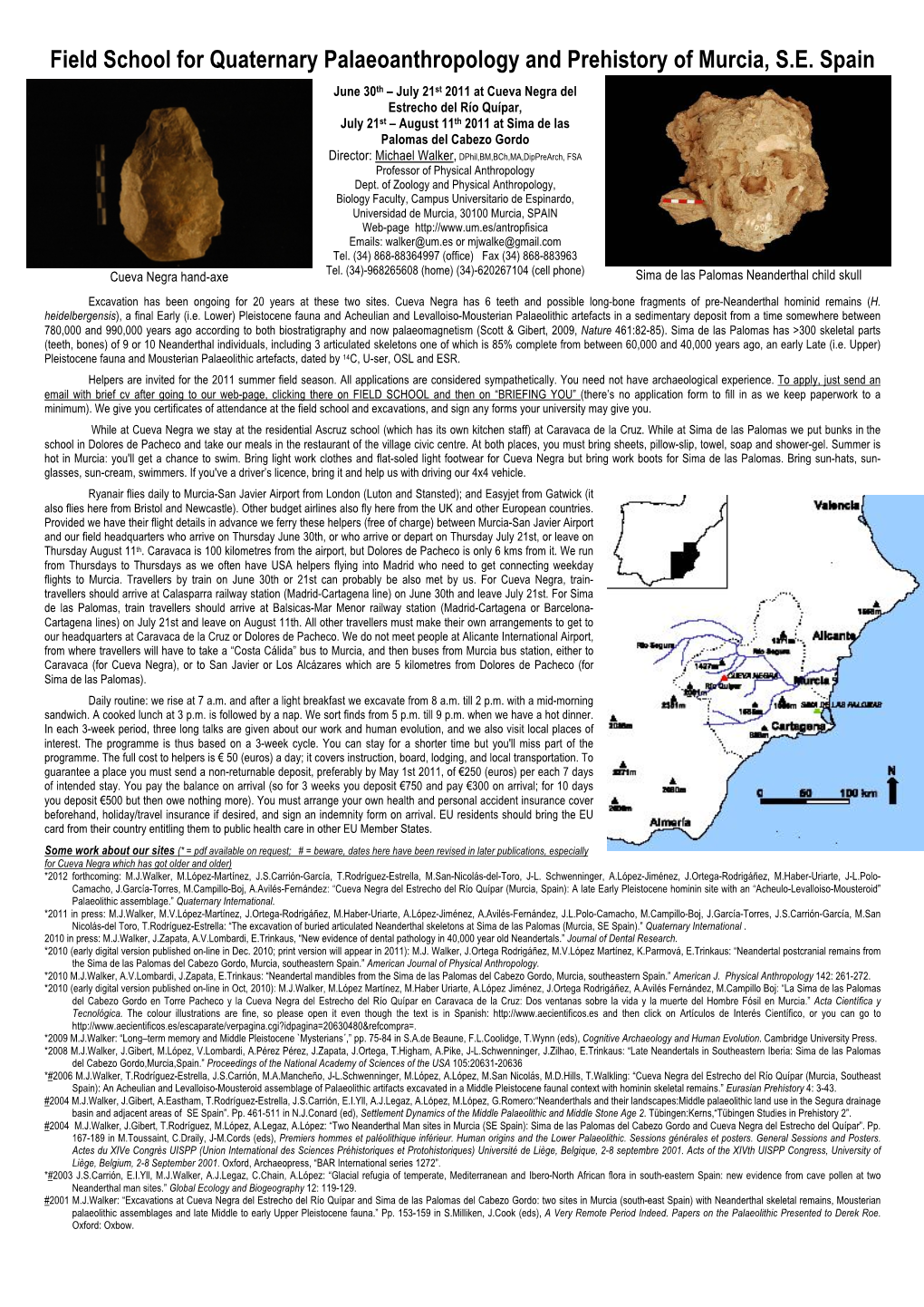 Field School for Quaternary Palaeoanthropology and Prehistory of Murcia, S.E