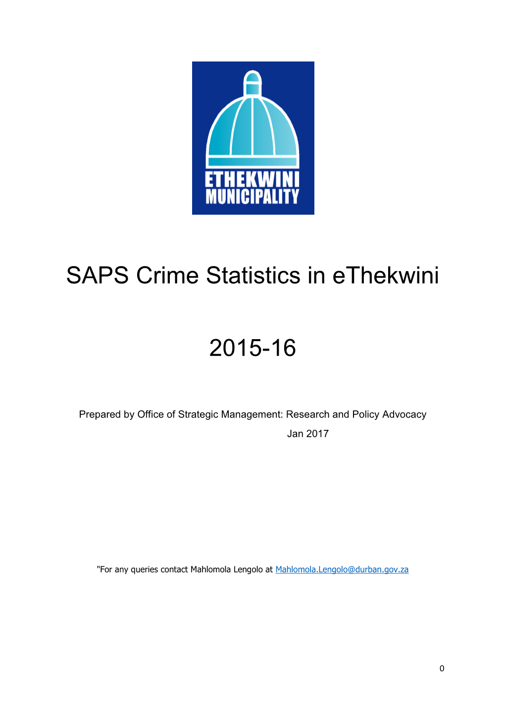 SAPS Crime Statistics in Ethekwini 2015-16