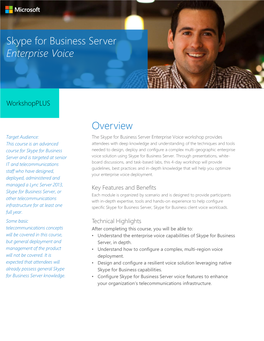 Skype for Business Server Enterprise Voice