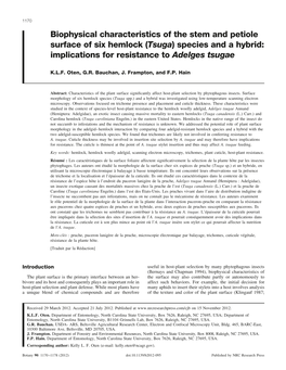 Species and a Hybrid: Implications for Resistance to Adelges Tsugae