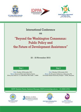 International Conference on “Beyond the Washington Consensus: Public Policy and the Future of Development Assistance”