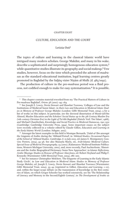 Culture, Education and the Court Letizia Osti1 the Topics of Culture And