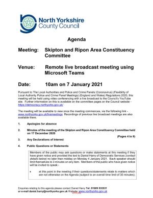 Agenda Meeting: Skipton and Ripon Area Constituency Committee Venue
