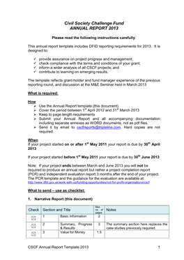 Civil Society Challenge Fund ANNUAL REPORT 2013