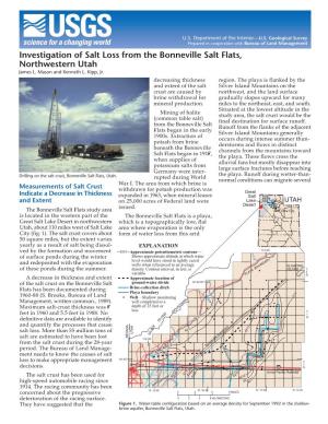 Investigation of Salt Loss from the Bonneville Salt Flats, Northwestern Utah James L