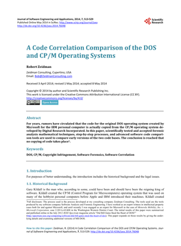 A Code Correlation Comparison of the DOS and CP/M Operating Systems
