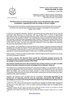 General Court of the European Union PRESS RELEASE No 90/20 Luxembourg, 15 July 2020