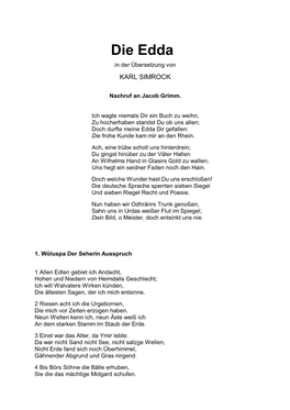 Die Edda in Der Übersetzung Von KARL SIMROCK
