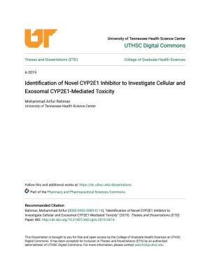 Identification of Novel CYP2E1 Inhibitor to Investigate Cellular and Exosomal CYP2E1-Mediated Toxicity