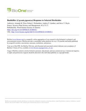 Cayratia Japonica) Response to Selected Herbicides Author(S): Amanda M