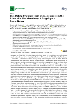 ESR Dating Ungulate Teeth and Molluscs from the Paleolithic Site Marathousa 1, Megalopolis Basin, Greece