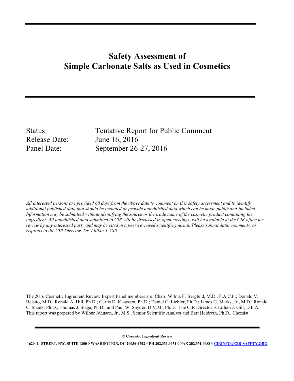 Safety Assessment of Simple Carbonate Salts As Used in Cosmetics