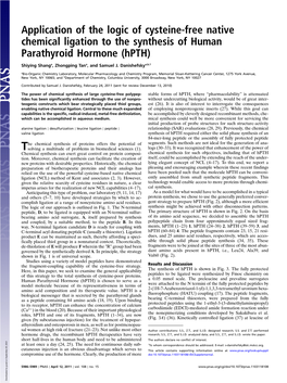 Application of the Logic of Cysteine-Free Native Chemical Ligation to the Synthesis of Human Parathyroid Hormone (Hpth)