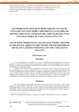 Rafael Donoso Anes: Los Problemas Contables Derivados De Un Caso De