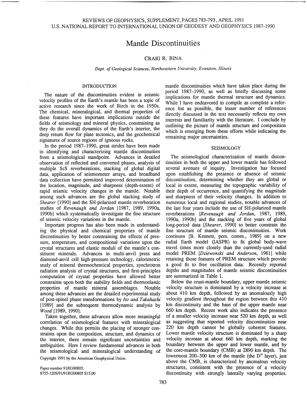 Mantle Discontinuities